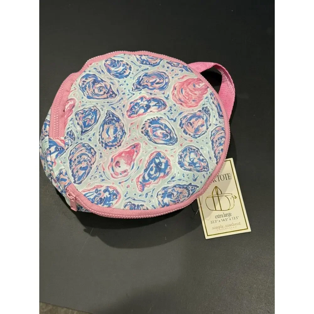Simply Southern Oyster Print Collapsible Trunk Bag Pink Blue NWT